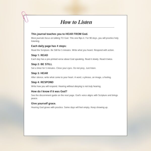Listening for His Voice — 90-Day Guided Journal for Hearing God Through Scripture and Prayer